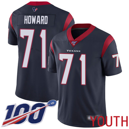 Houston Texans Limited Navy Blue Youth Tytus Howard Home Jersey NFL Football #71 100th Season Vapor Untouchable->youth nfl jersey->Youth Jersey